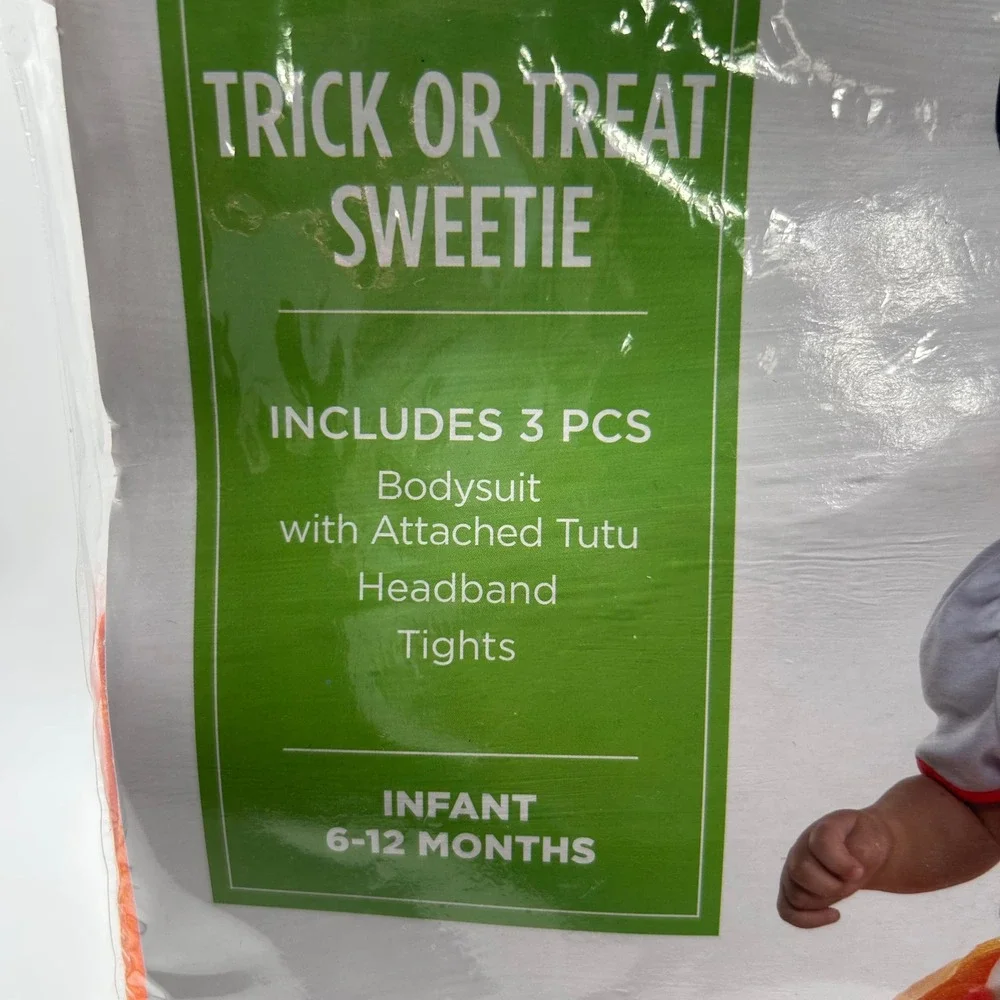 NEW Trick Or Treat Sweetie Costume Infant 6-12‎ Months Halloween Bodysuit Tutu